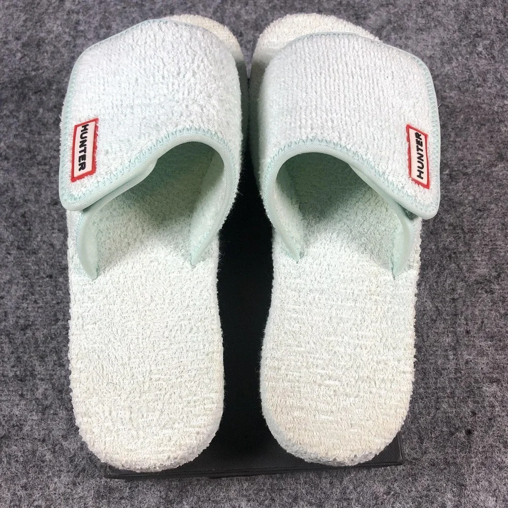 Hunter Shoes Womens Size 10 Mint‎ Green Terry Cloth Slides Sandals Pool Platform